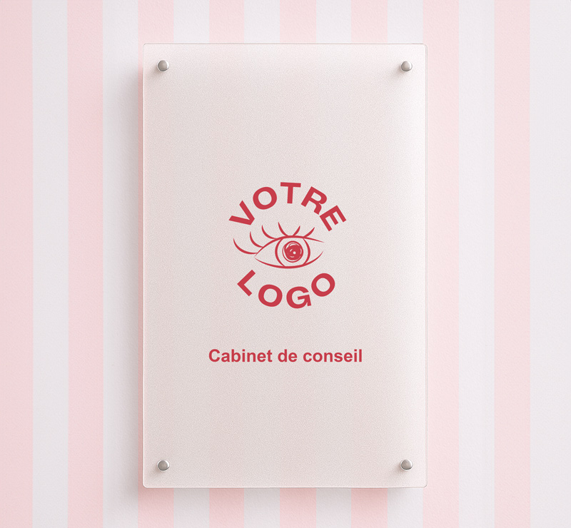 Plaque professionnelle en plexiglass avec fond blanc