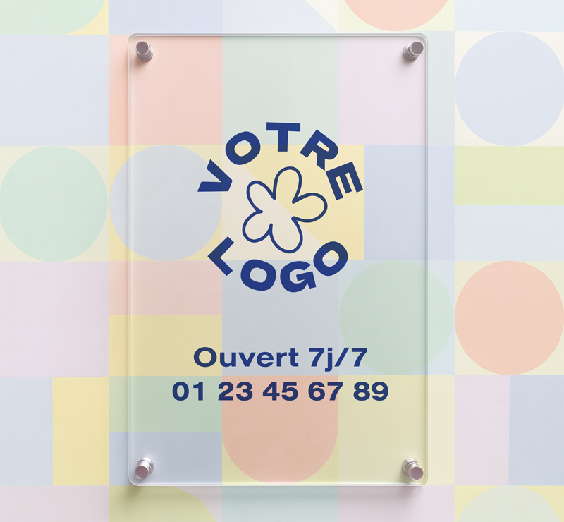 Plaque professionnelle en plexiglass avec fond transparent