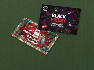 Cartes postales offres de noël, black friday et promos de fin d'année