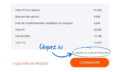 ajouter un code promo à son panier Veoprint