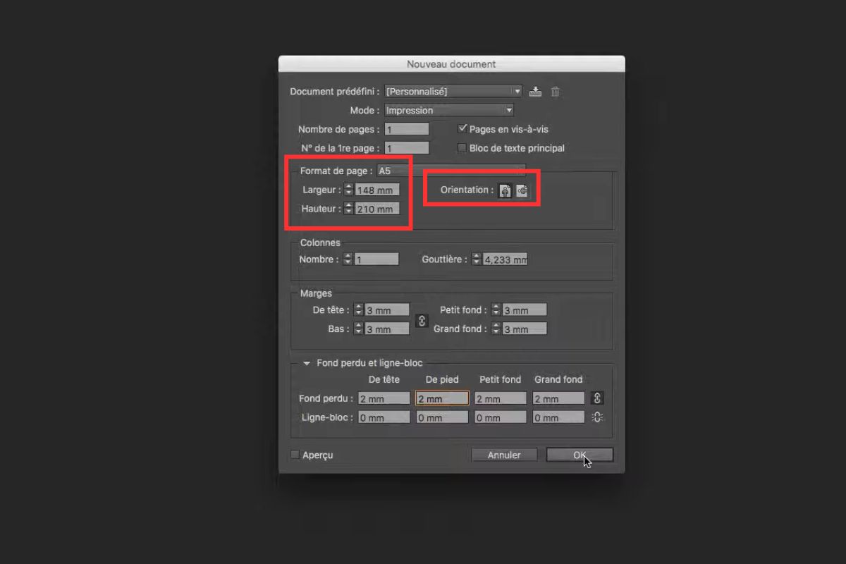 comment cr&eacute;er fichier indesign