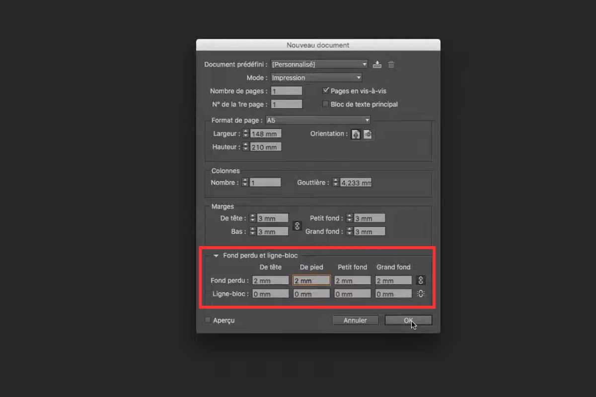 cr&eacute;er un fichier sur indesign