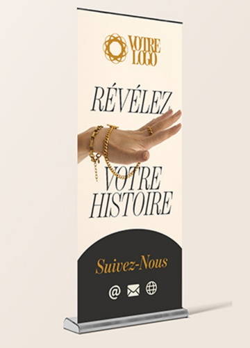 Kakemono roll up pour marque luxe et de événements de prestige