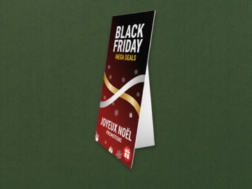 Pancarte en carton à poser au sol pour offres de noël, black friday et promos de fin d'année